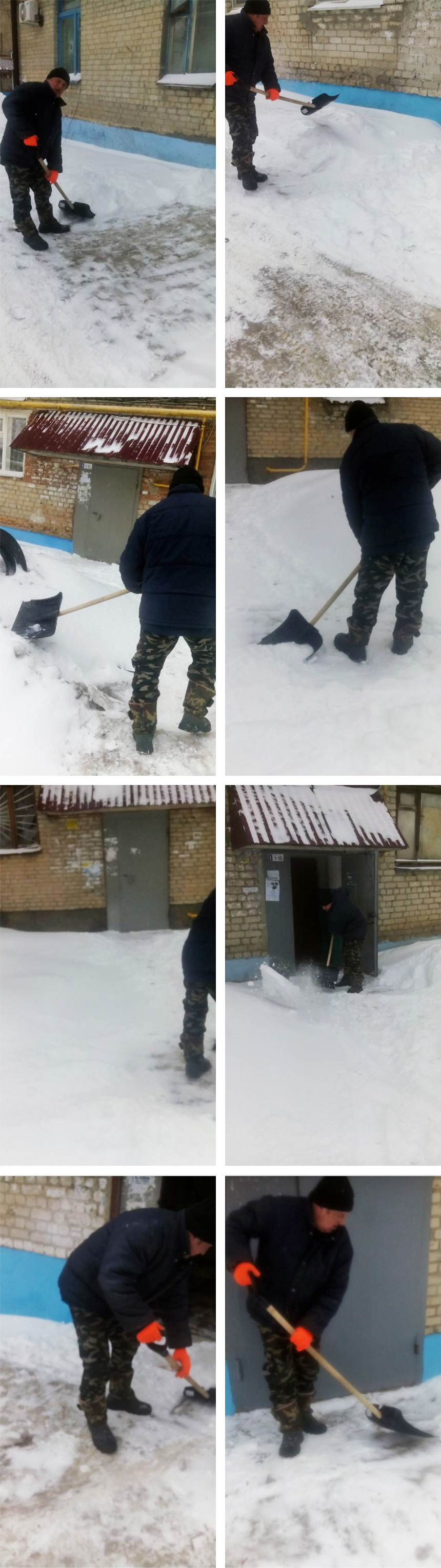 Очистка входных групп от снега в многоквартирных домах